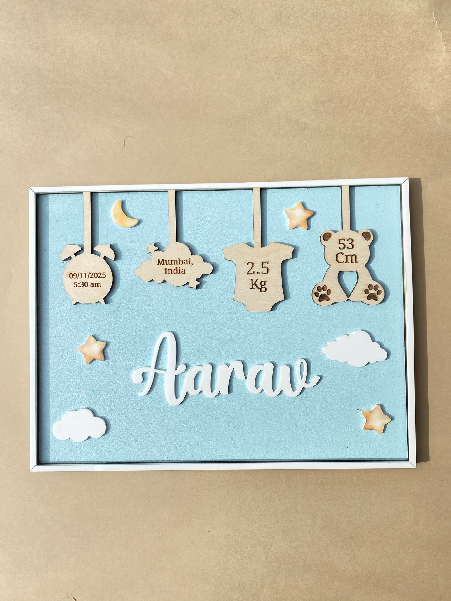 Birth Announcement Frame Sign | Sky Cruise