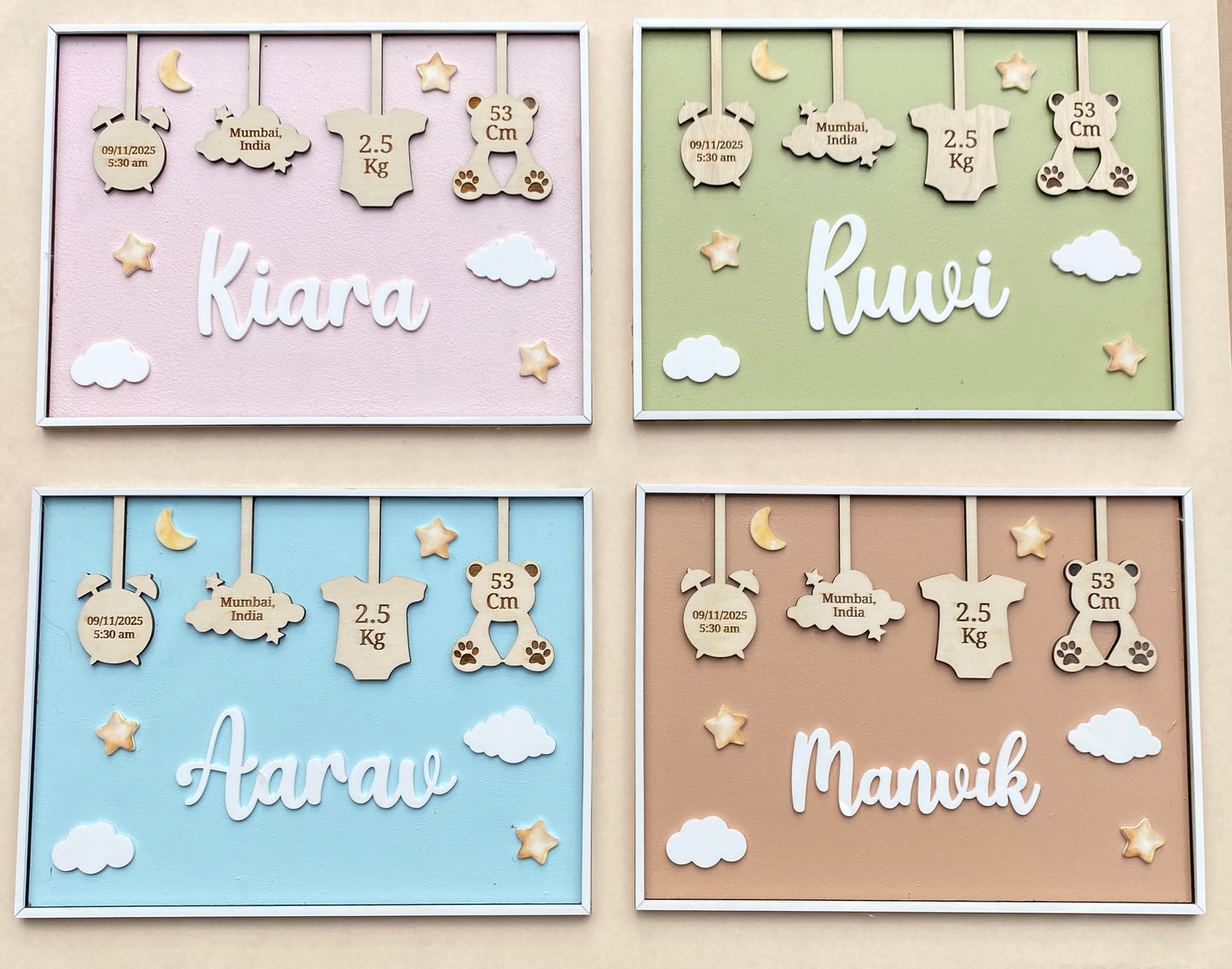 Birth Announcement Frame Sign | Pastel pink