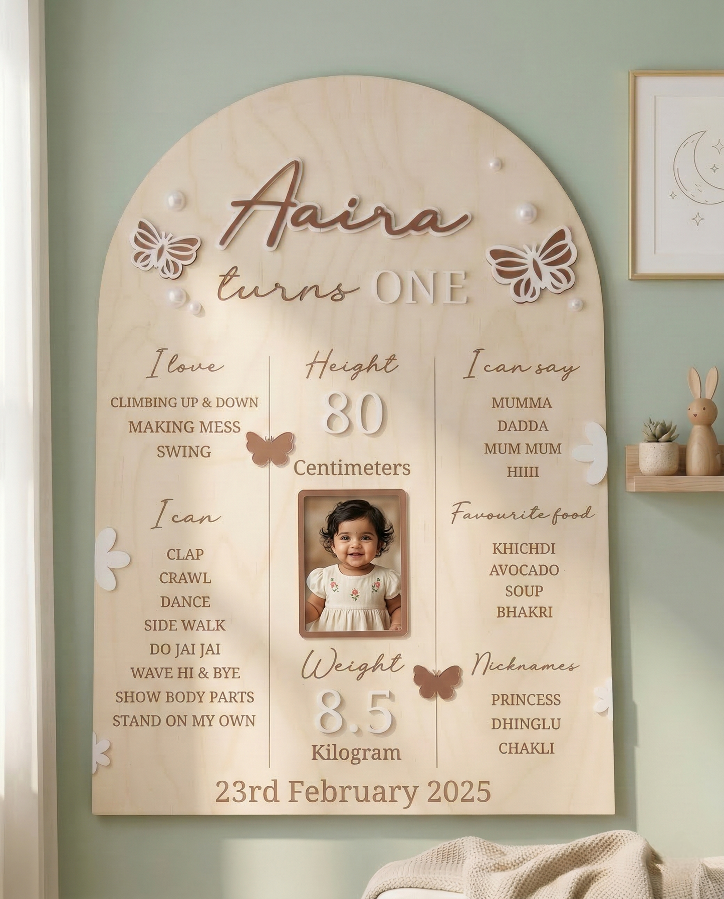 First Year Baby Milestone Board - Butterfly theme