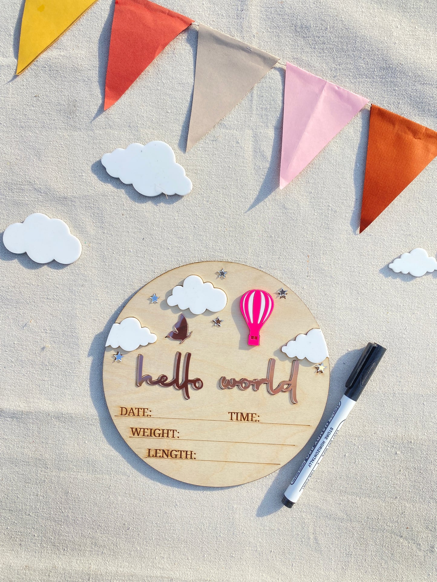 Birth Announcement card | Fillable Stats Sign | Balloon Theme