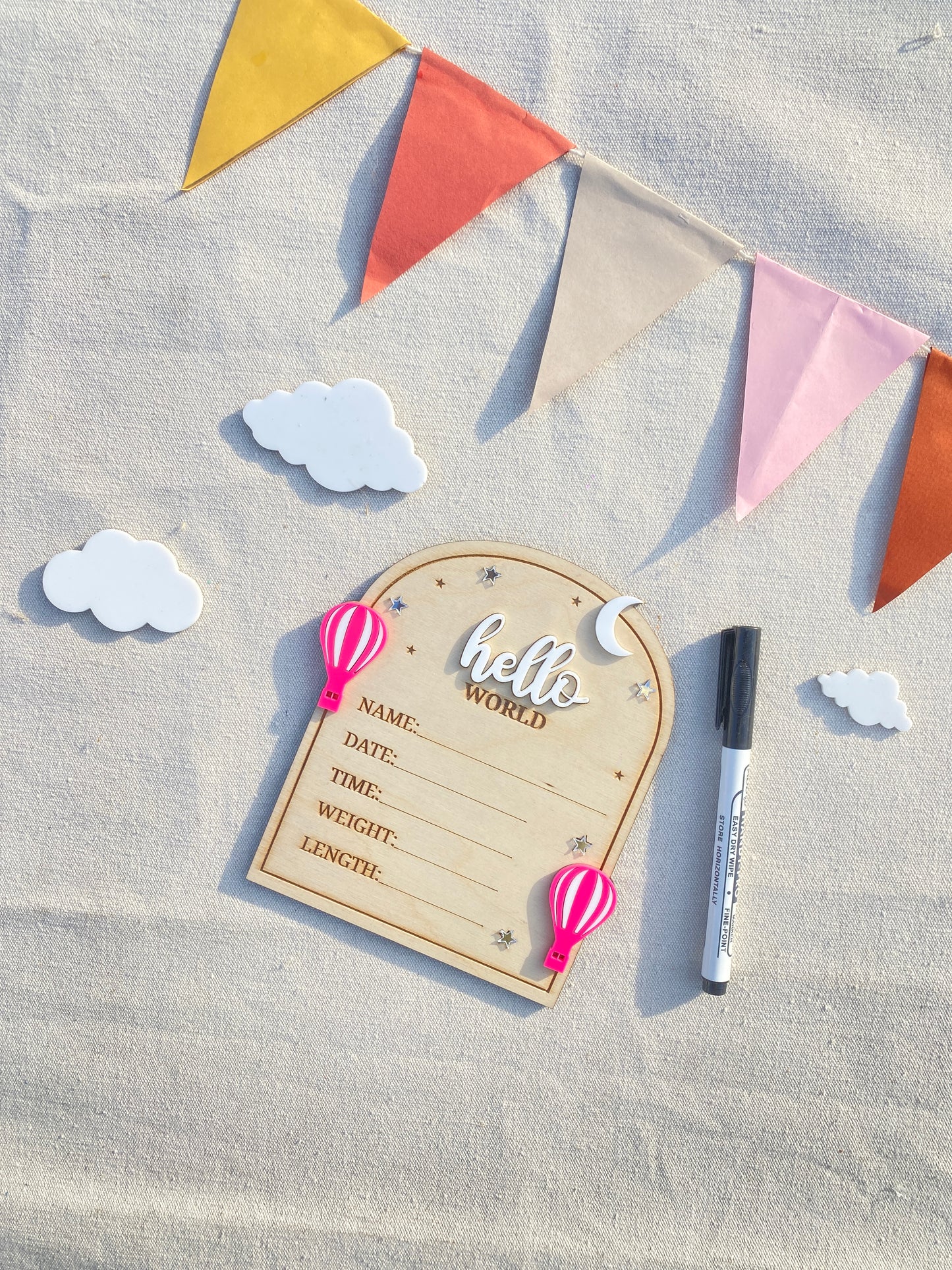Birth Announcement card | Fillable Stats Sign | Balloon Arch Theme