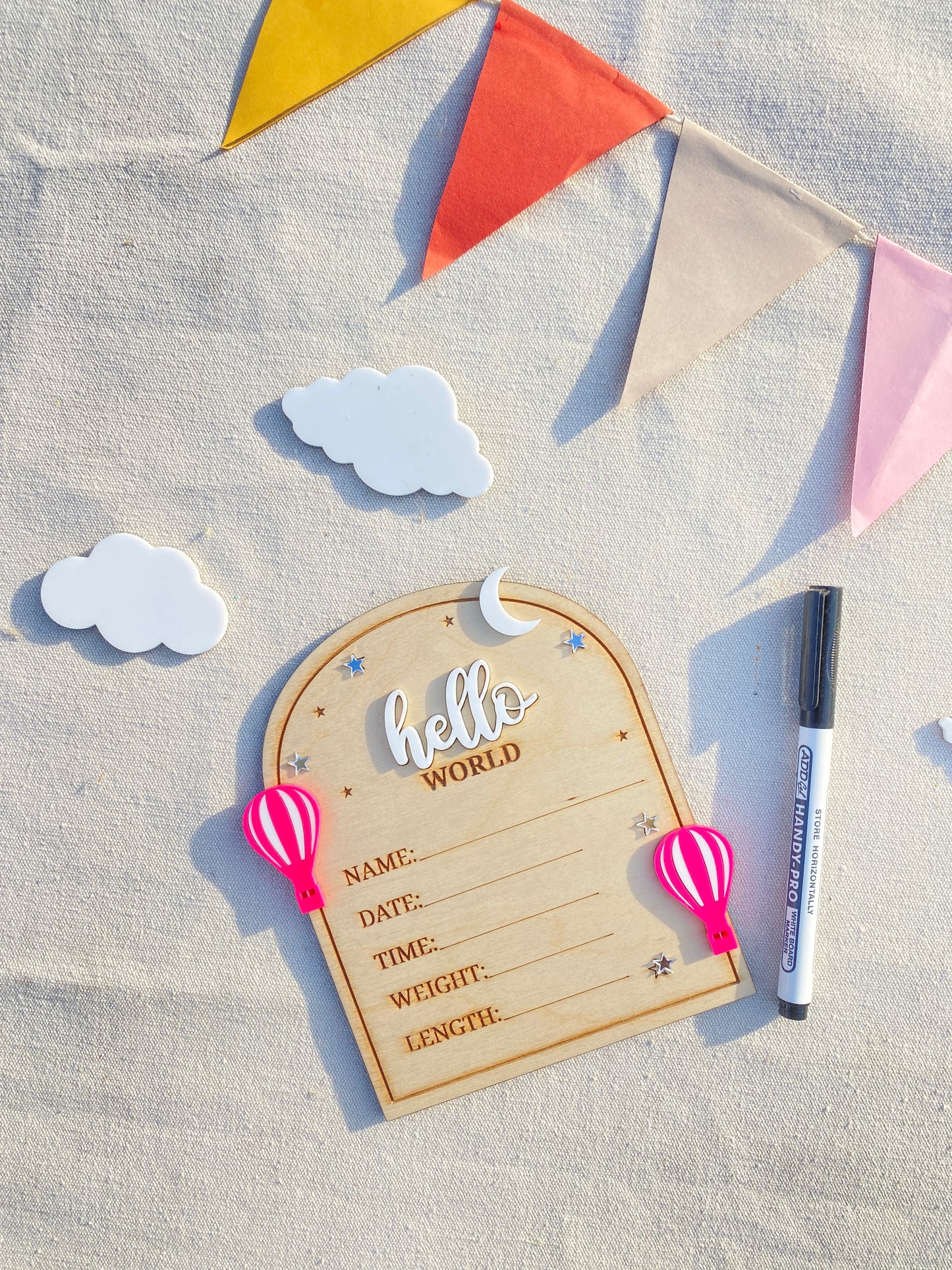 Birth Announcement card | Fillable Stats Sign | Balloon Arch Theme