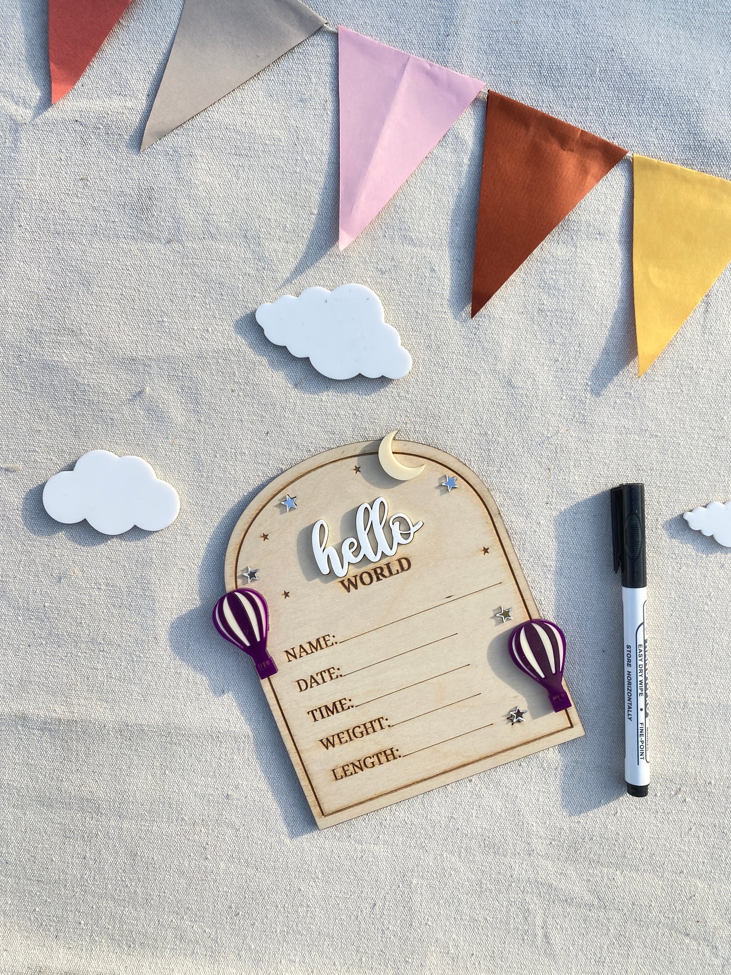 Birth Announcement card | Fillable Stats Sign | Balloon Arch Theme