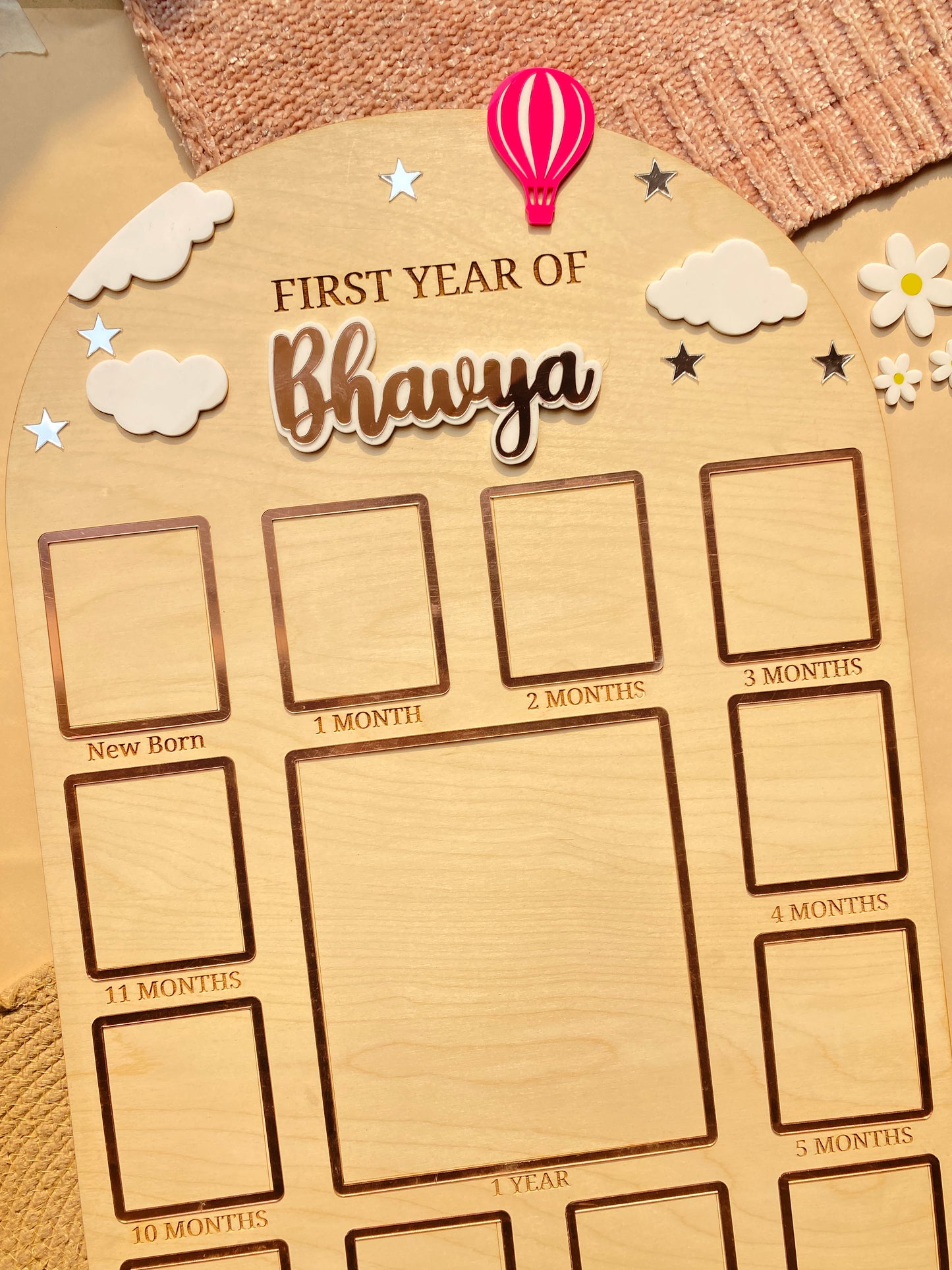 12 MONTH NEW BORN BABY PHOTO BOARD | BALLOON THEME | LARGE