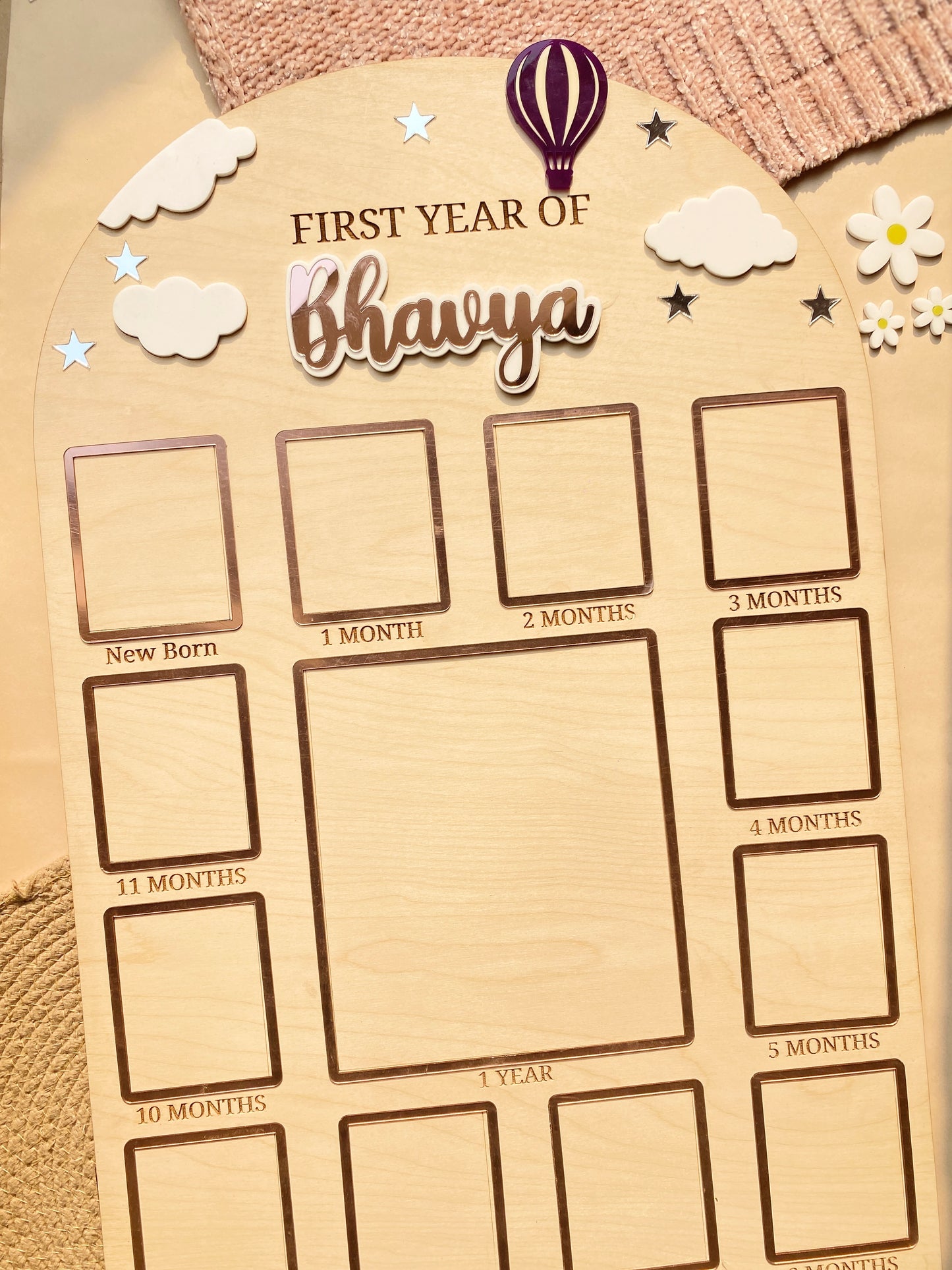 12 MONTH NEW BORN BABY PHOTO BOARD | BALLOON THEME | LARGE