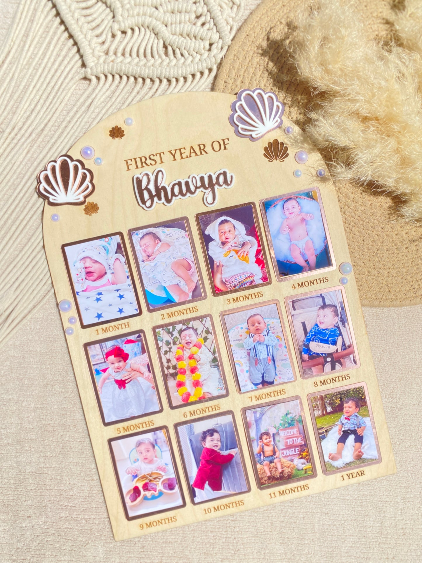 12 MONTH BABY PHOTO BOARD | PEARL THEME