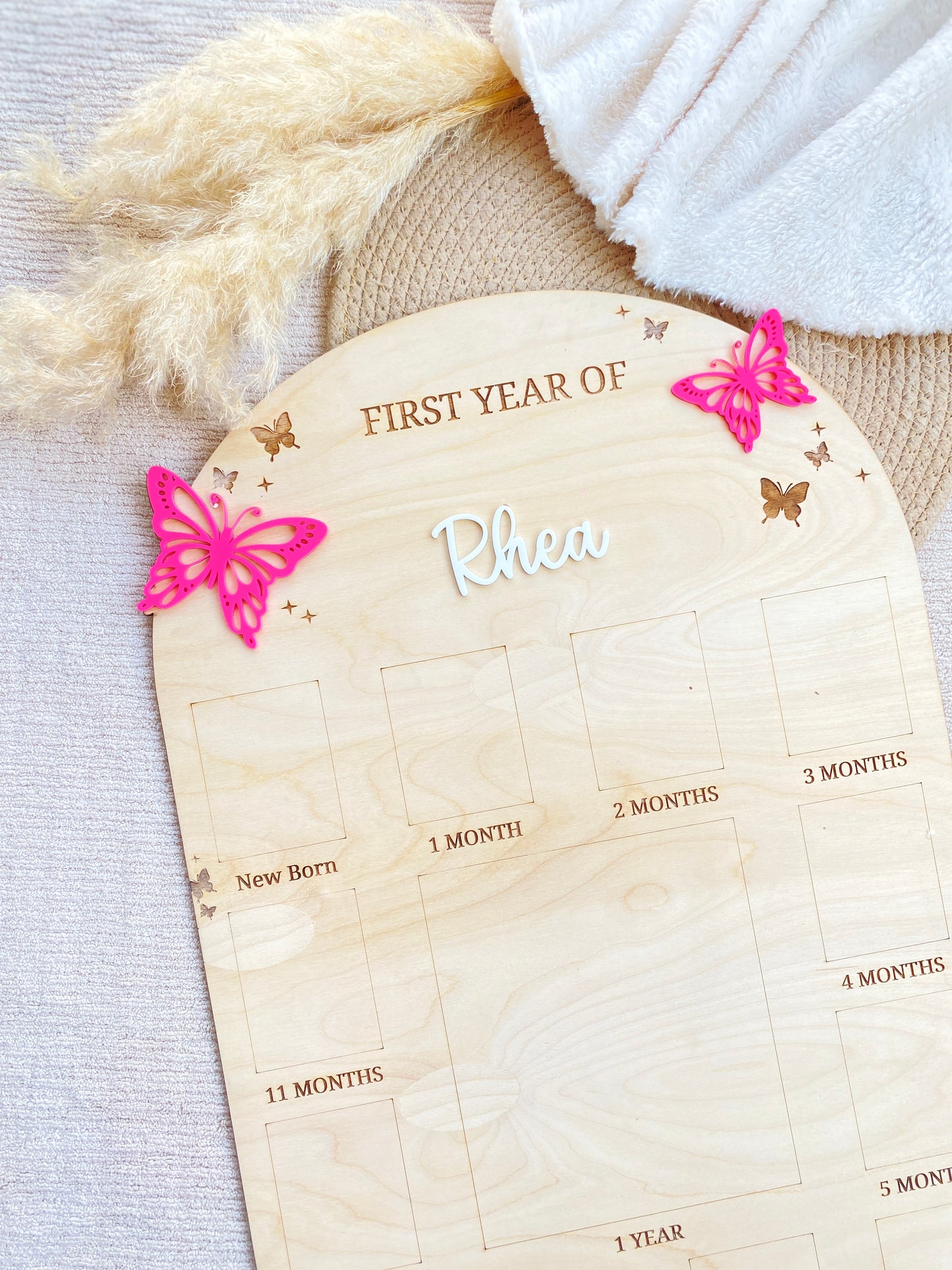 12 MONTH NEW BORN BABY PHOTO BOARD | BUTTERFLY THEME | LARGE