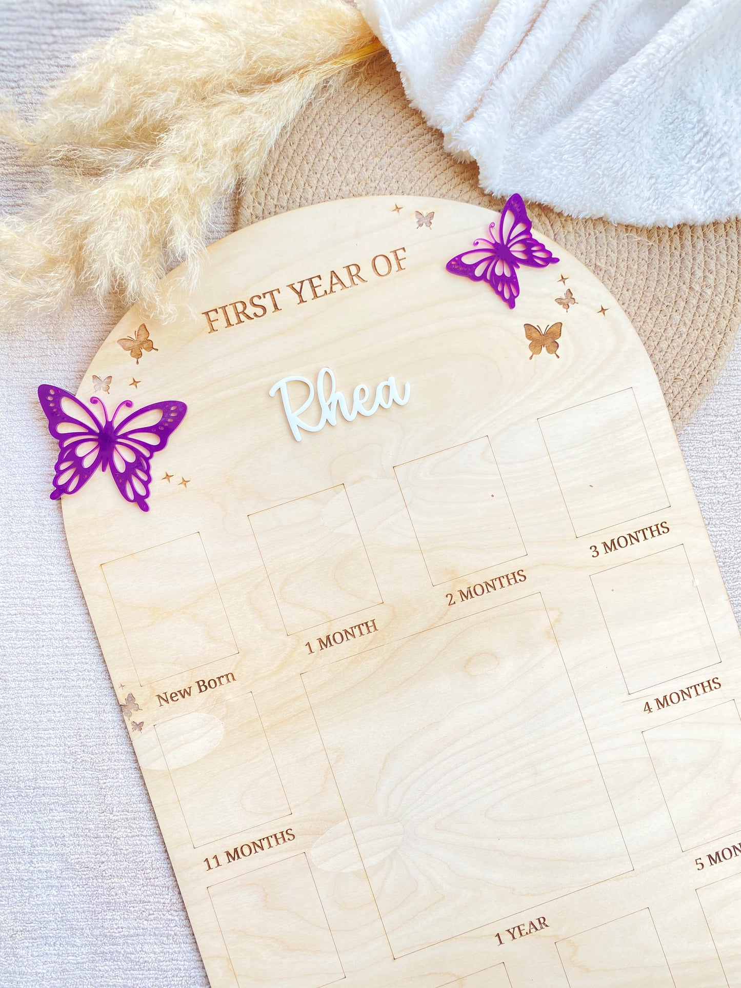 12 MONTH NEW BORN BABY PHOTO BOARD | BUTTERFLY THEME | LARGE
