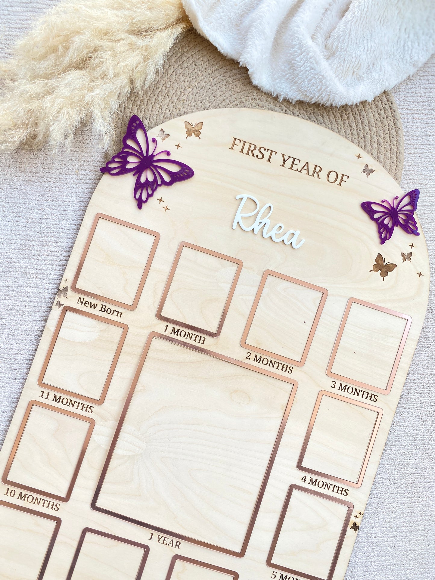 12 MONTH NEW BORN BABY PHOTO BOARD | BUTTERFLY THEME | LARGE