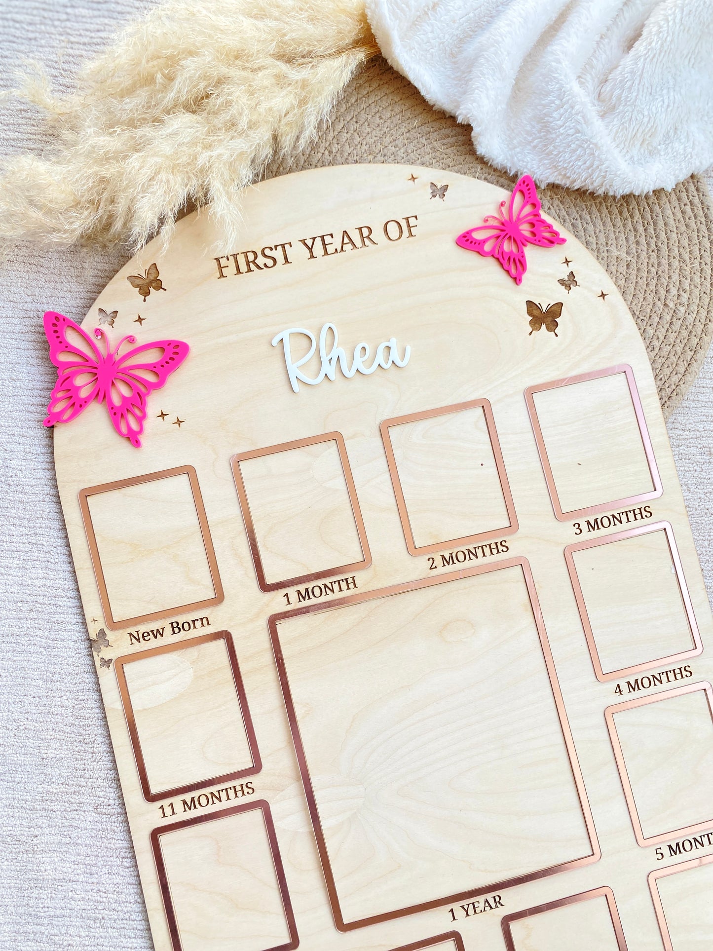 12 MONTH NEW BORN BABY PHOTO BOARD | BUTTERFLY THEME | LARGE