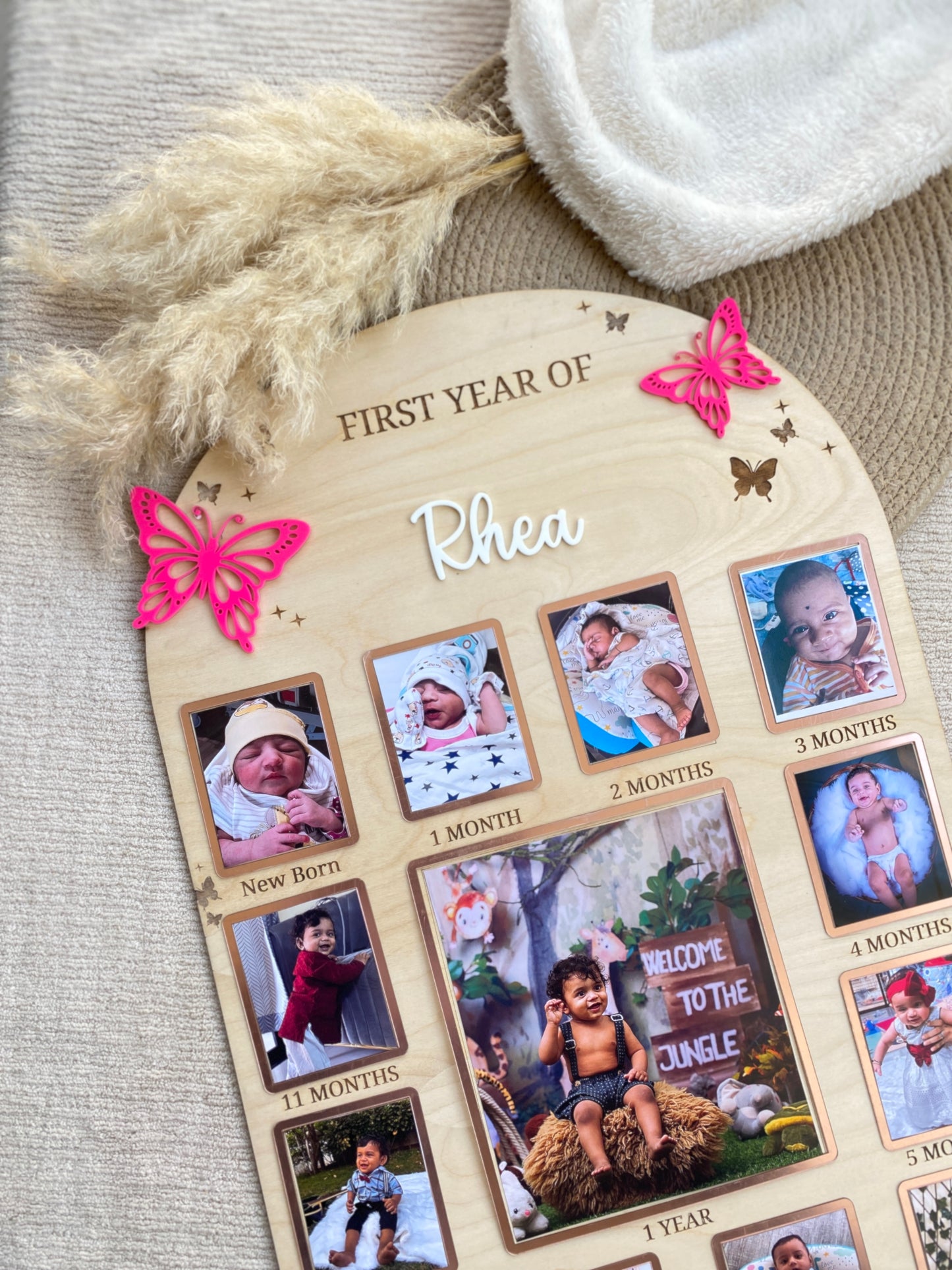 12 MONTH NEW BORN BABY PHOTO BOARD | BUTTERFLY THEME | LARGE