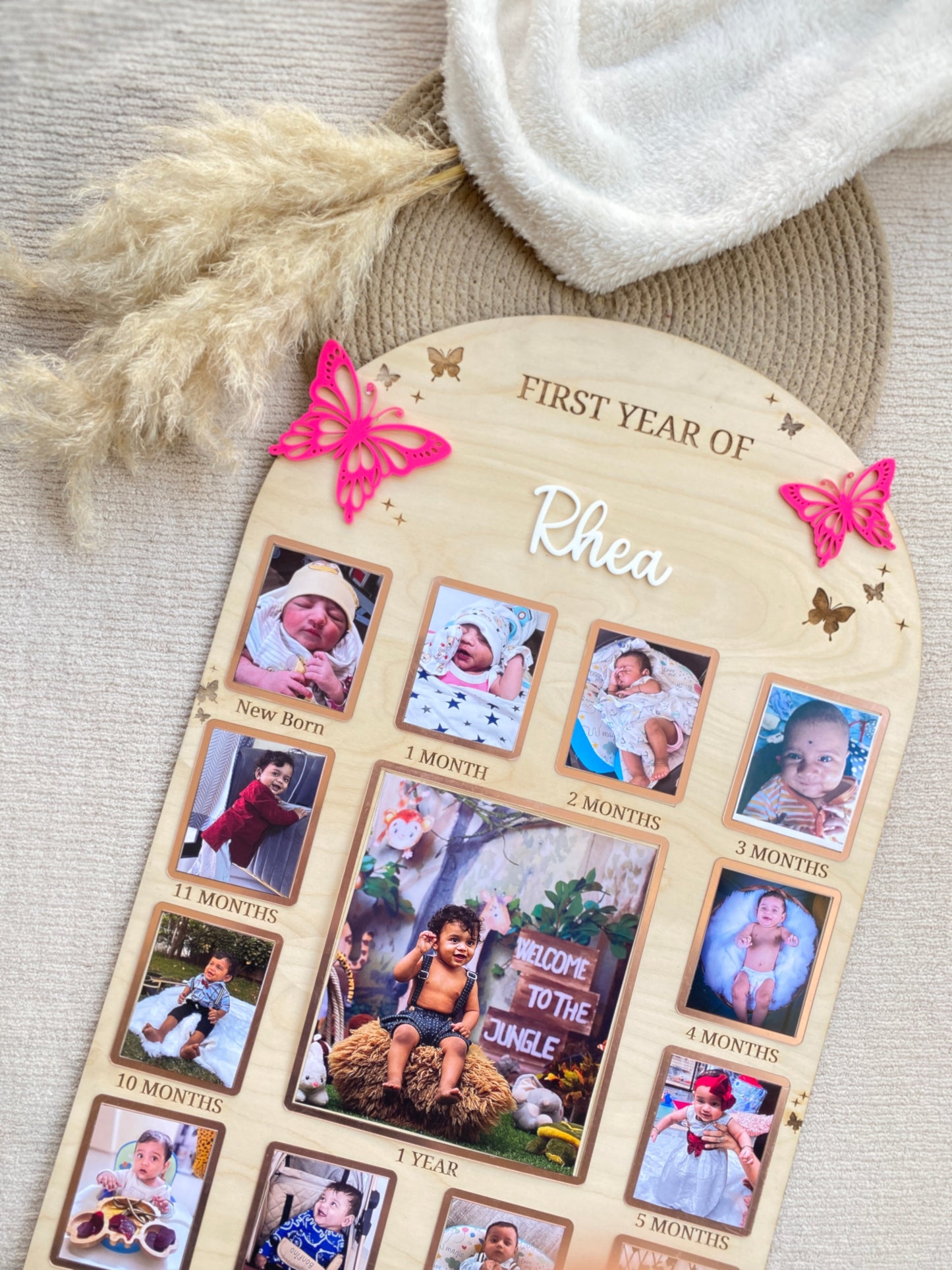 12 MONTH NEW BORN BABY PHOTO BOARD | BUTTERFLY THEME | LARGE