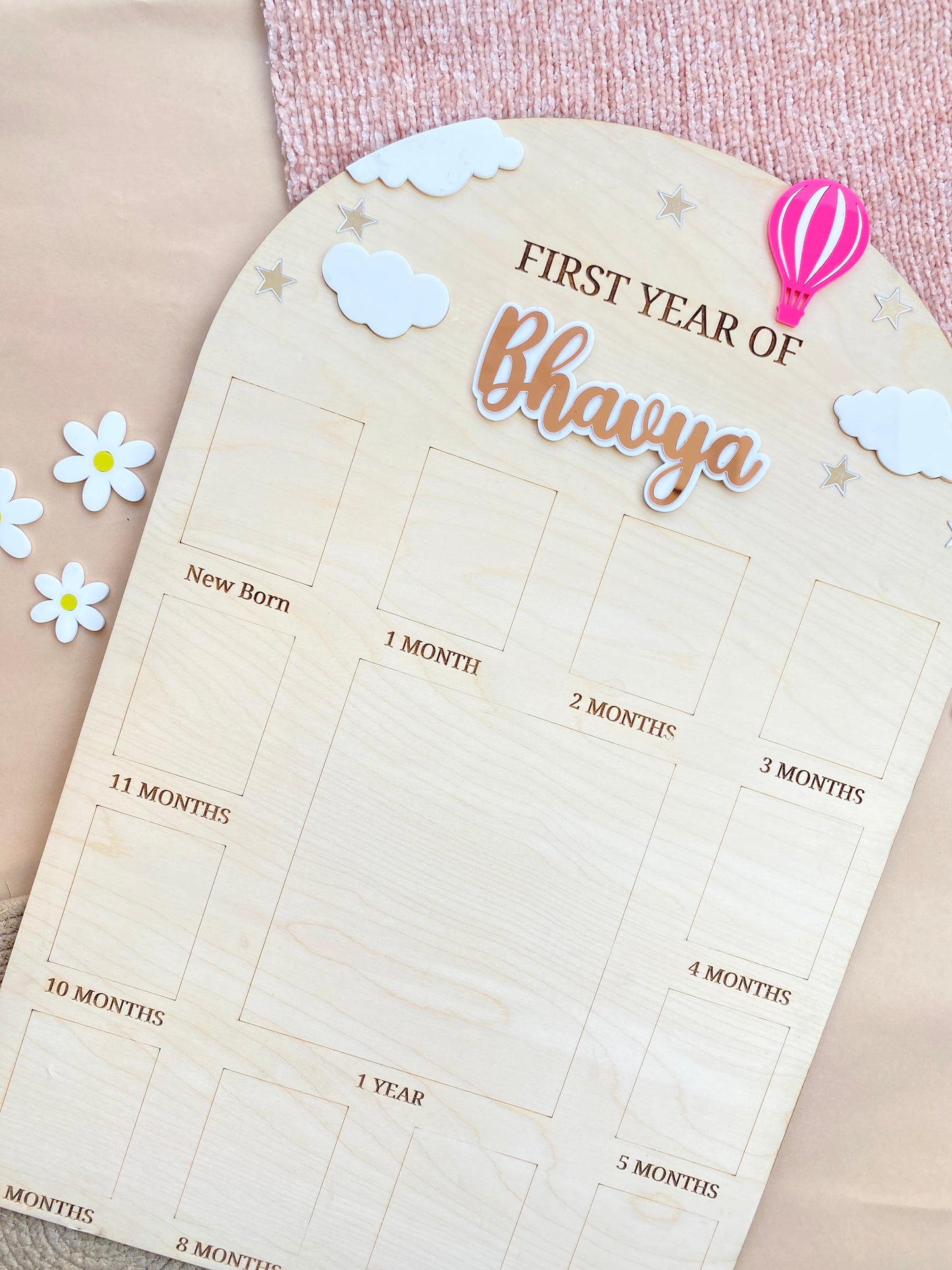 12 MONTH NEW BORN BABY PHOTO BOARD | BALLOON THEME | LARGE