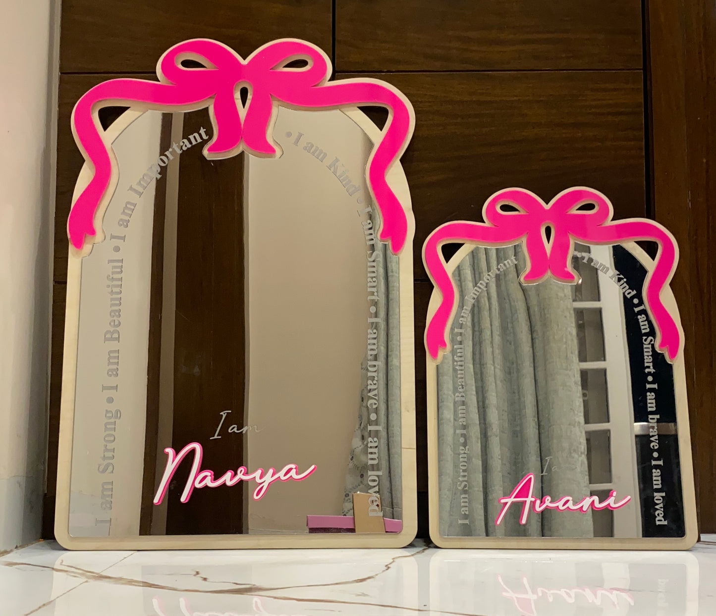 Affirmation Mirror | Bow theme | Personalize | Unbreakable