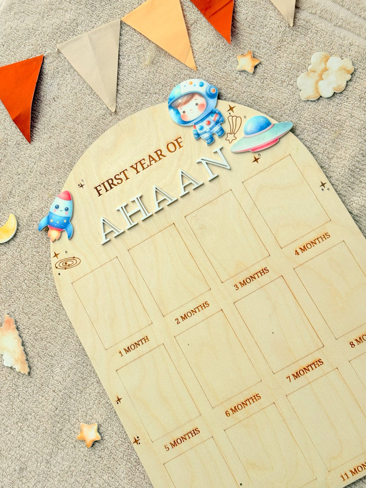 12 MONTH BABY PHOTO BOARD | SPACE THEME