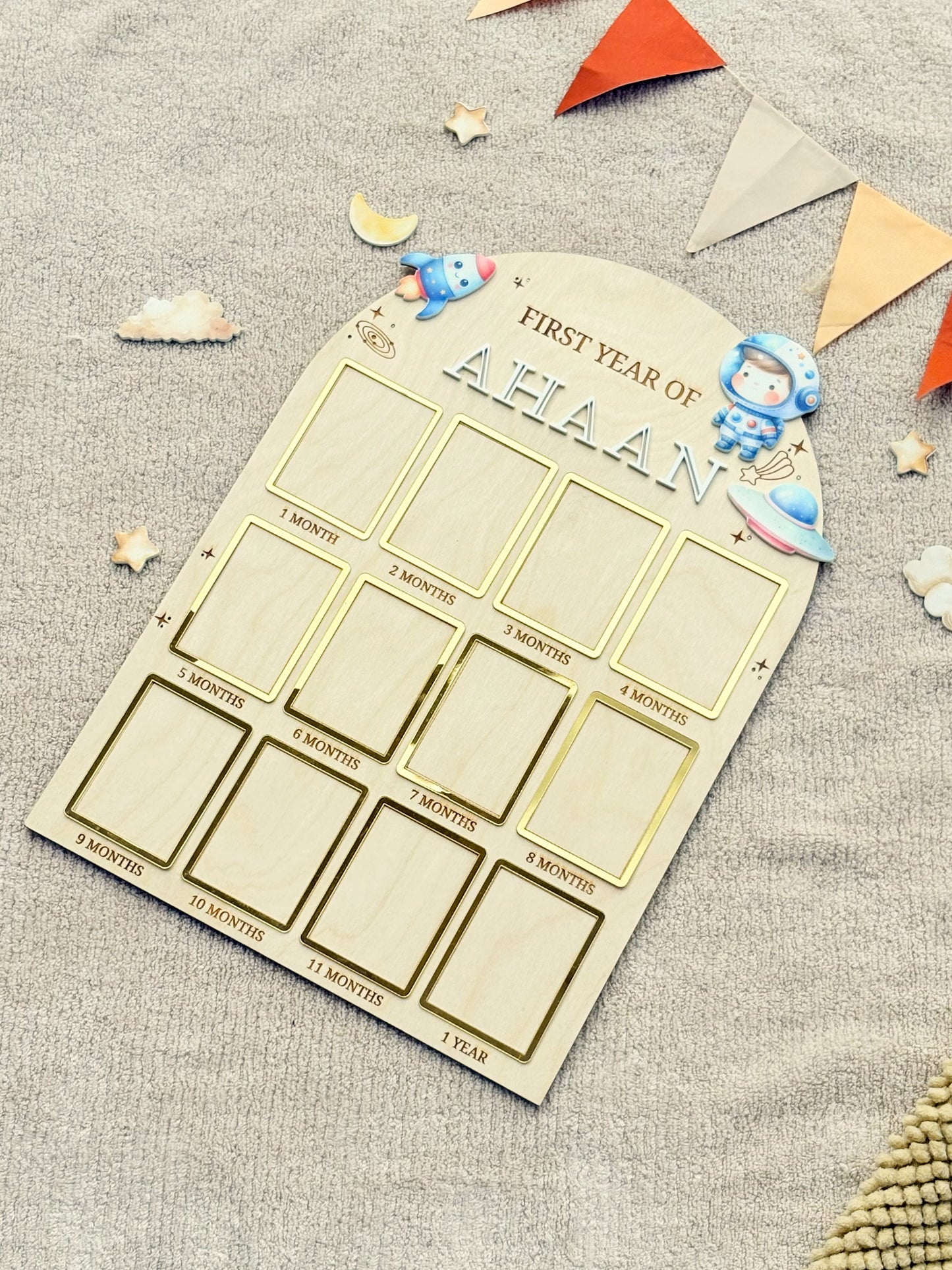 12 MONTH BABY PHOTO BOARD | SPACE THEME