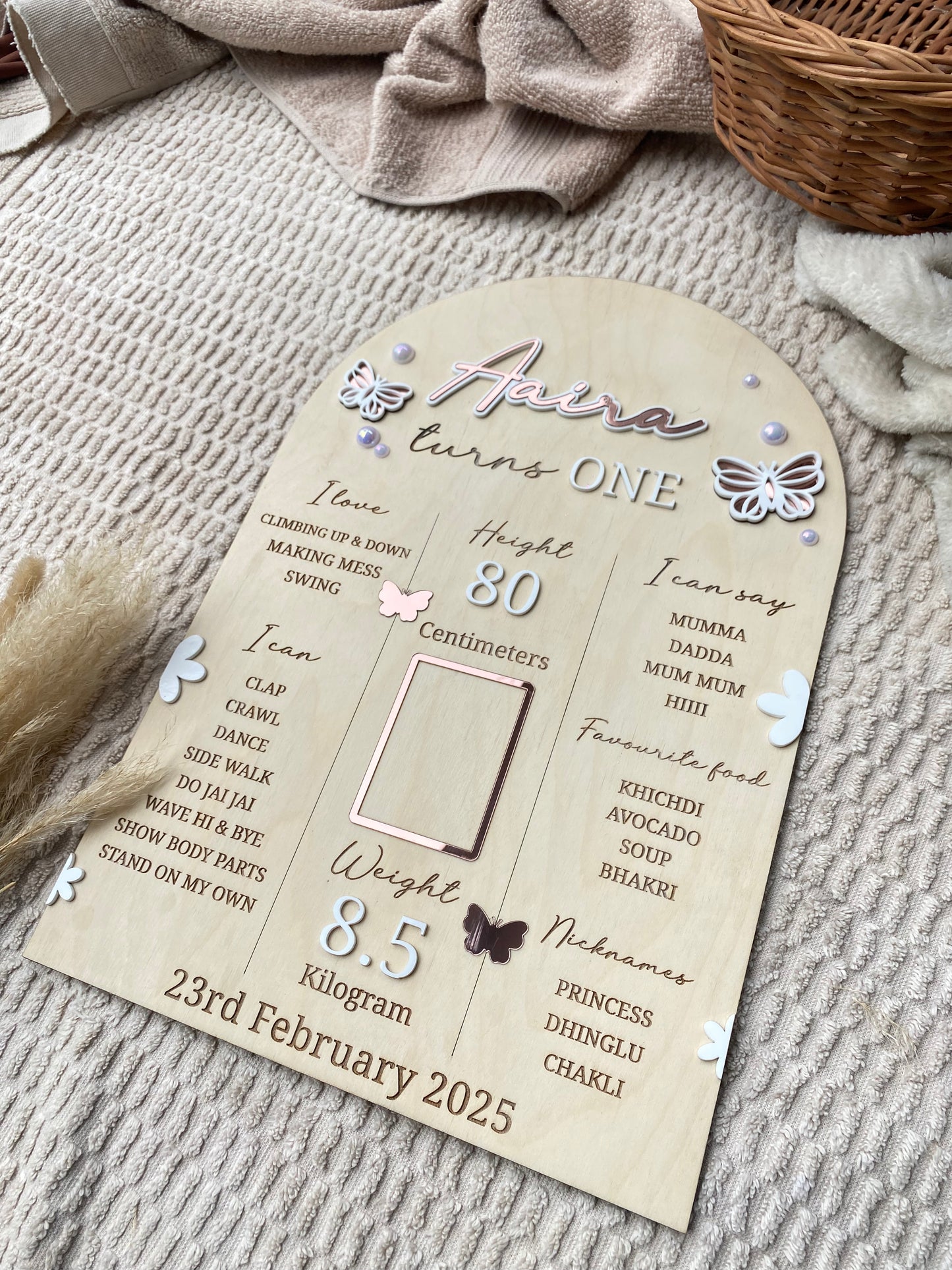 First Year Baby Milestone Board - Butterfly theme