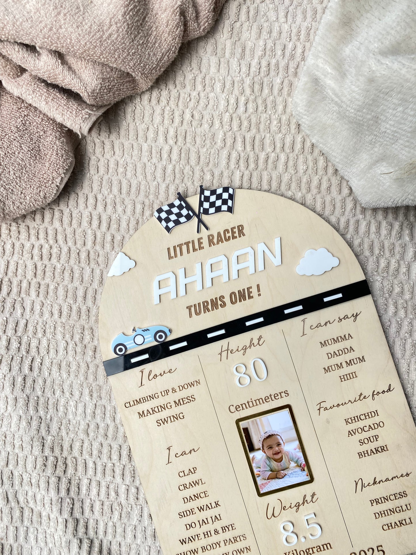 First Year Baby Milestone Board - Car theme