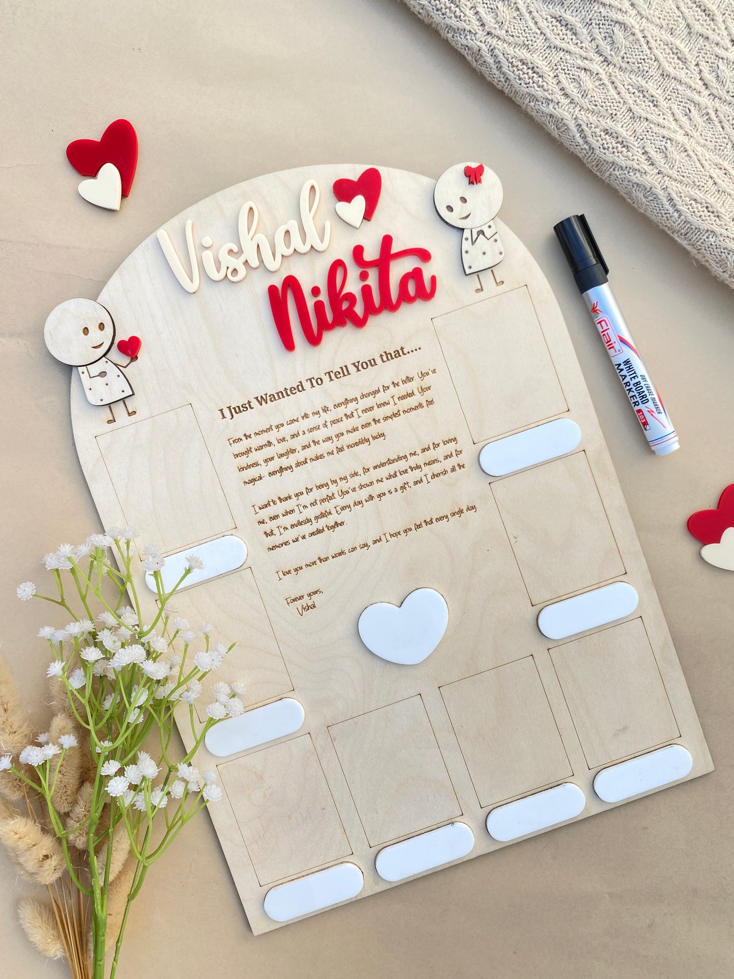 Love Letter Photo Board with Fingerprint Heart