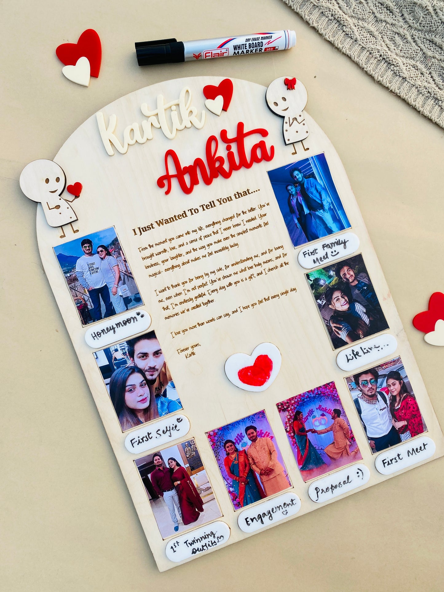 Love Letter Photo Board with Fingerprint Heart