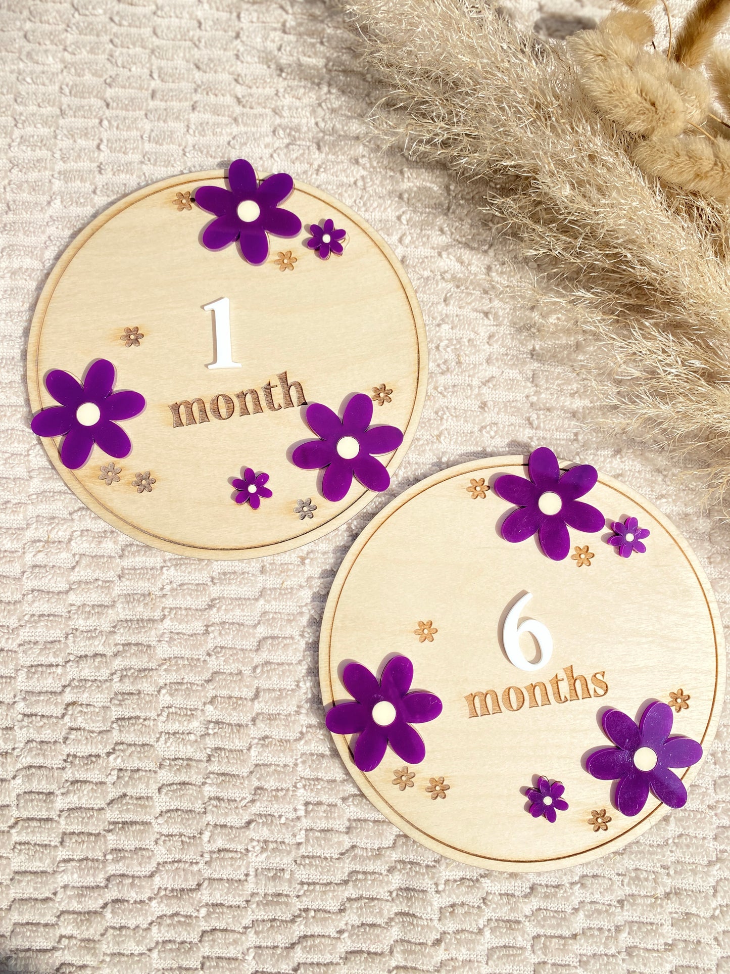 Baby Monthly Milestone card (Disc Flower Theme)| Boho baby Photo Prop
