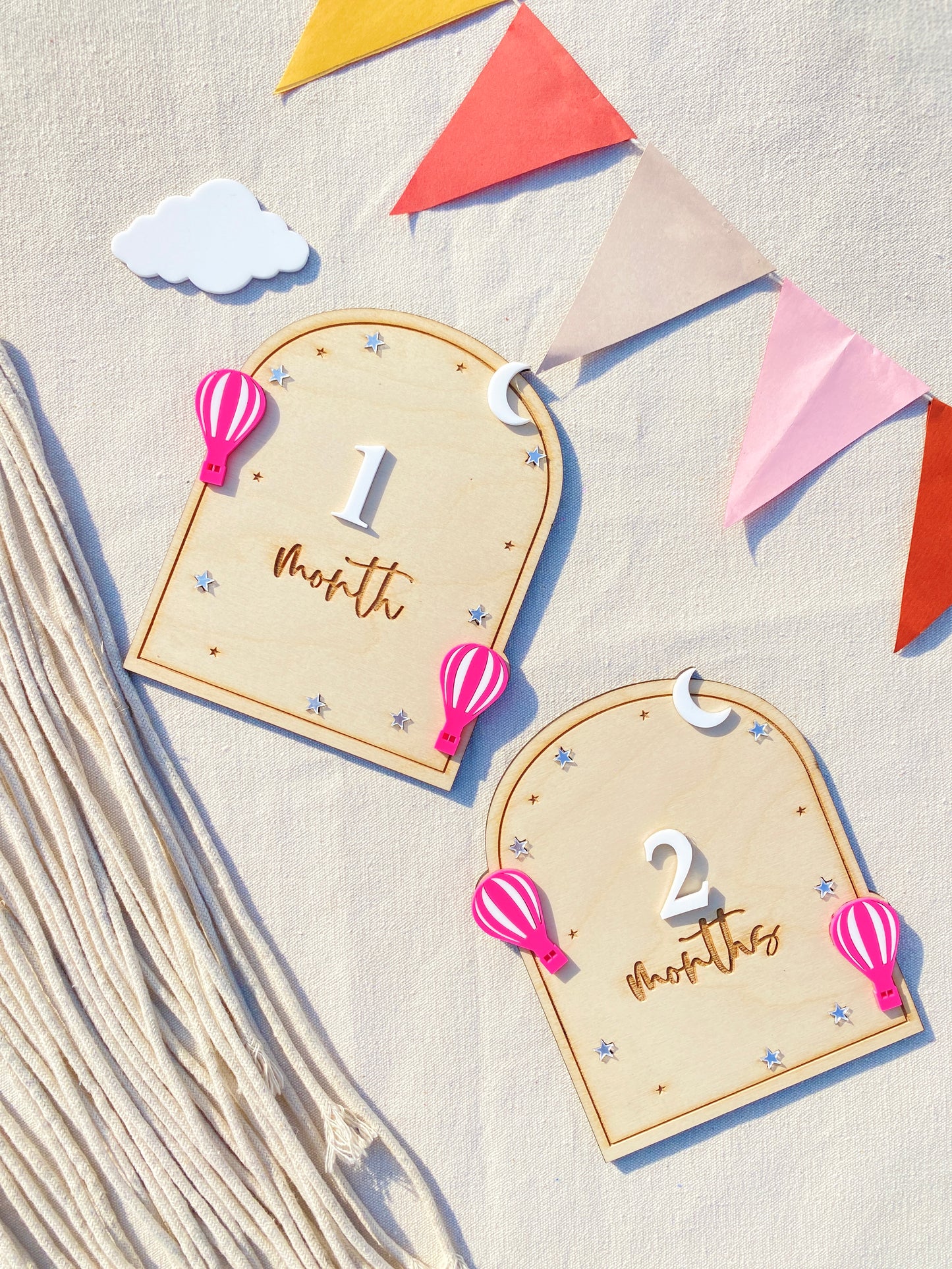 Baby Monthly Milestone card (Arch Balloon Theme)| Boho baby Photo Prop