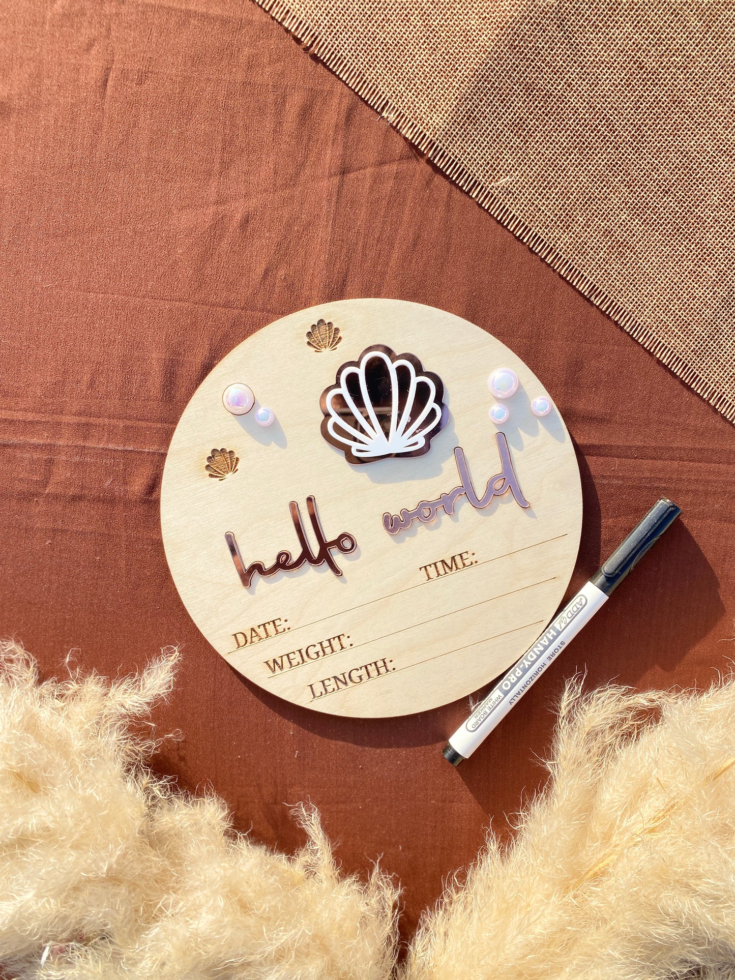 Birth Announcement card | Fillable Stats Sign | Pearl Theme