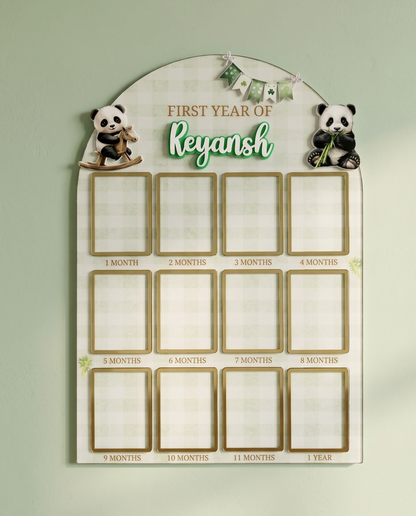 12 MONTH BABY ACRYLIC PHOTO BOARD | PANDA THEME