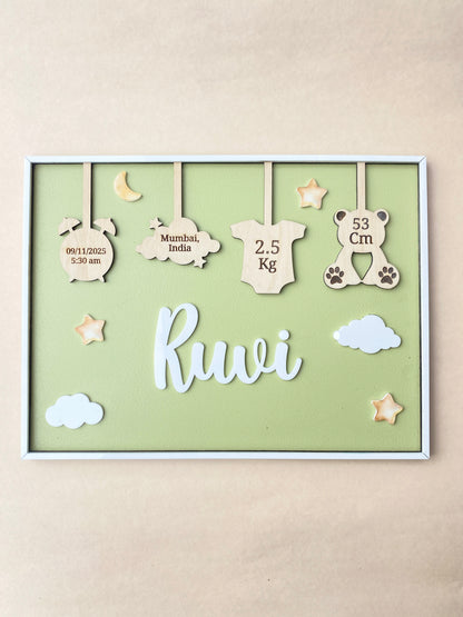 Birth Announcement Frame Sign | Olive fern