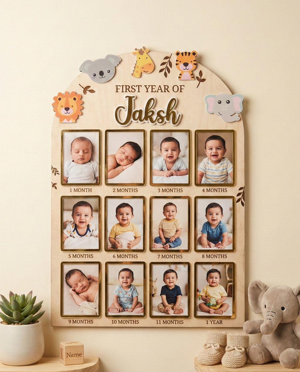 12 MONTH BABY PHOTO BOARD | JUNGLE  THEME