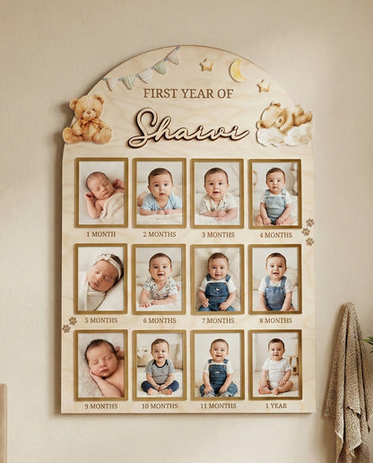 12 MONTH BABY PHOTO BOARD | TEDDY THEME