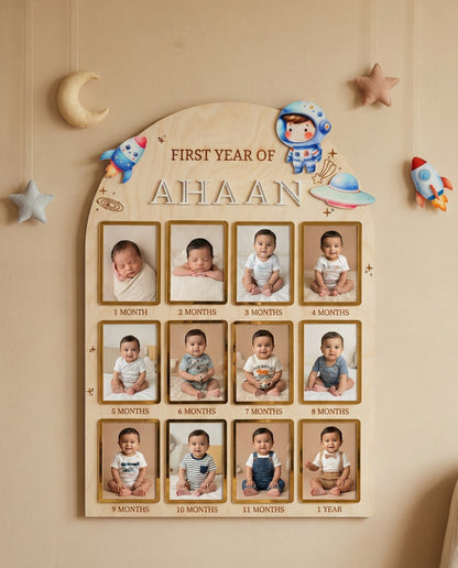 12 MONTH BABY PHOTO BOARD | SPACE THEME