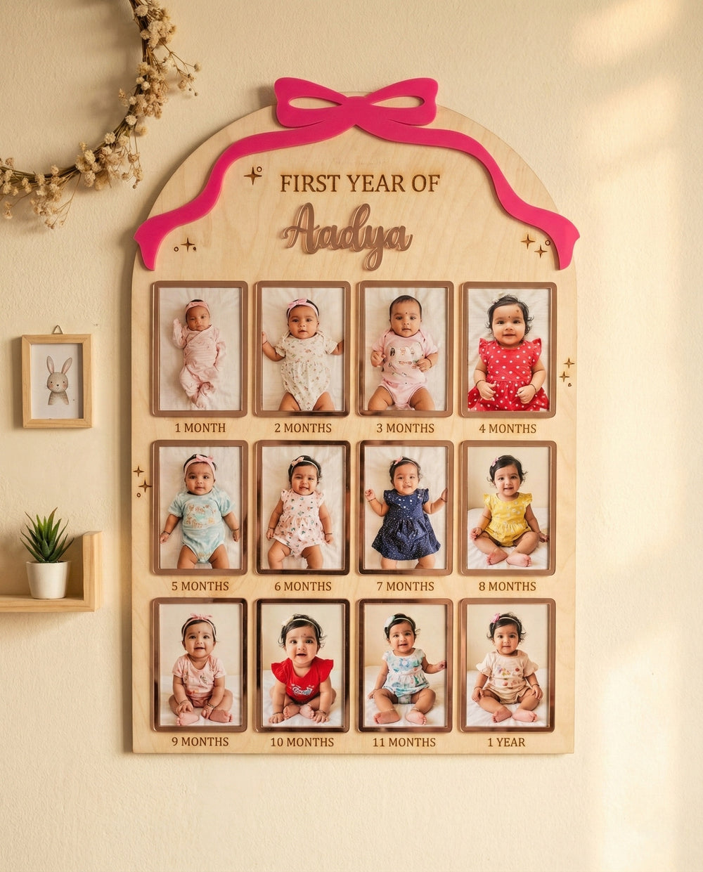 12 MONTH BABY PHOTO BOARD | BOW THEME