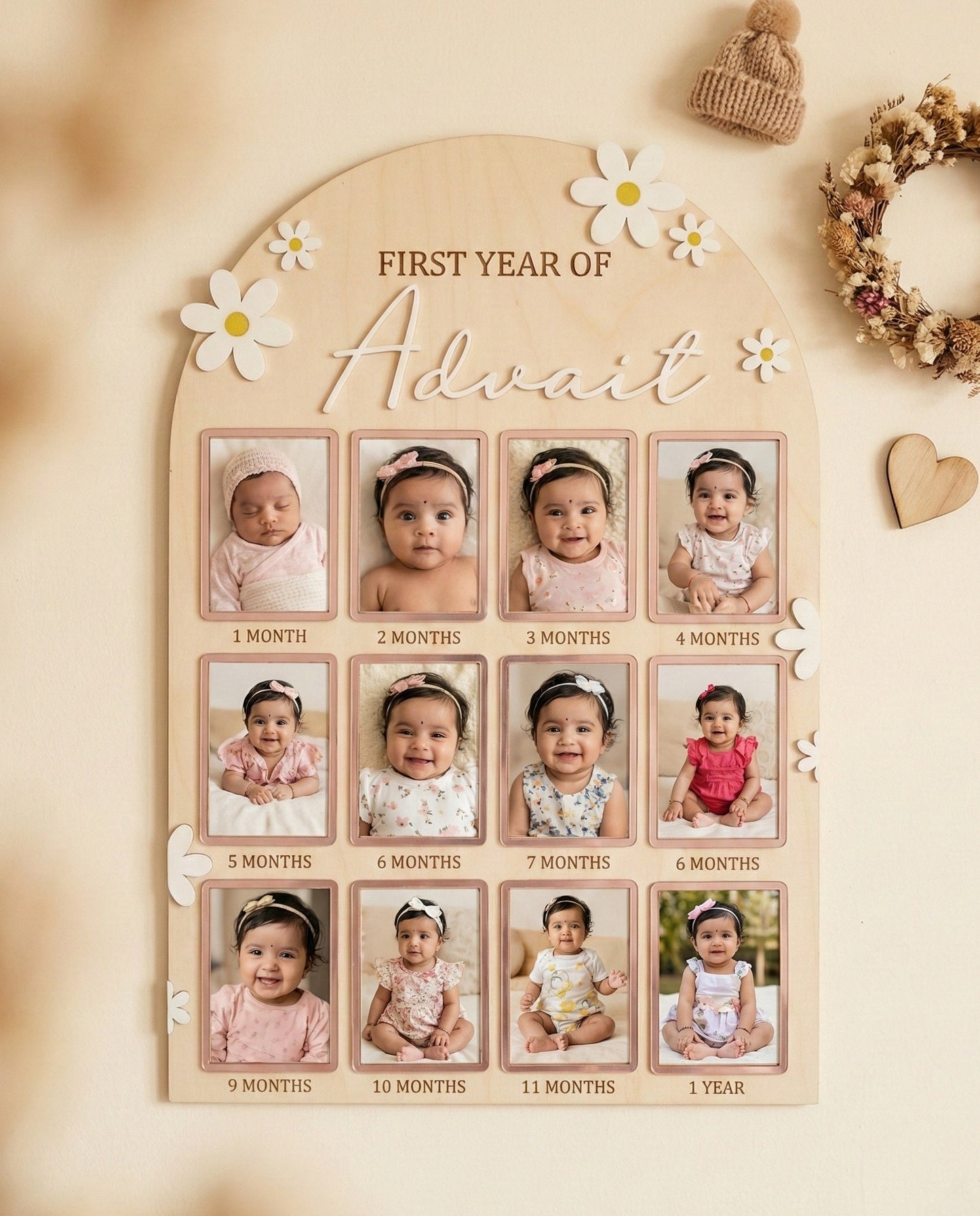 12 MONTH BABY PHOTO BOARD | DAISY THEME