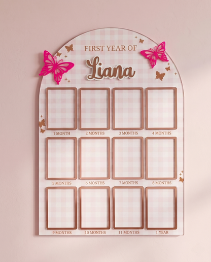12 MONTH BABY ACRYLIC PHOTO BOARD | BUTTERFLY THEME