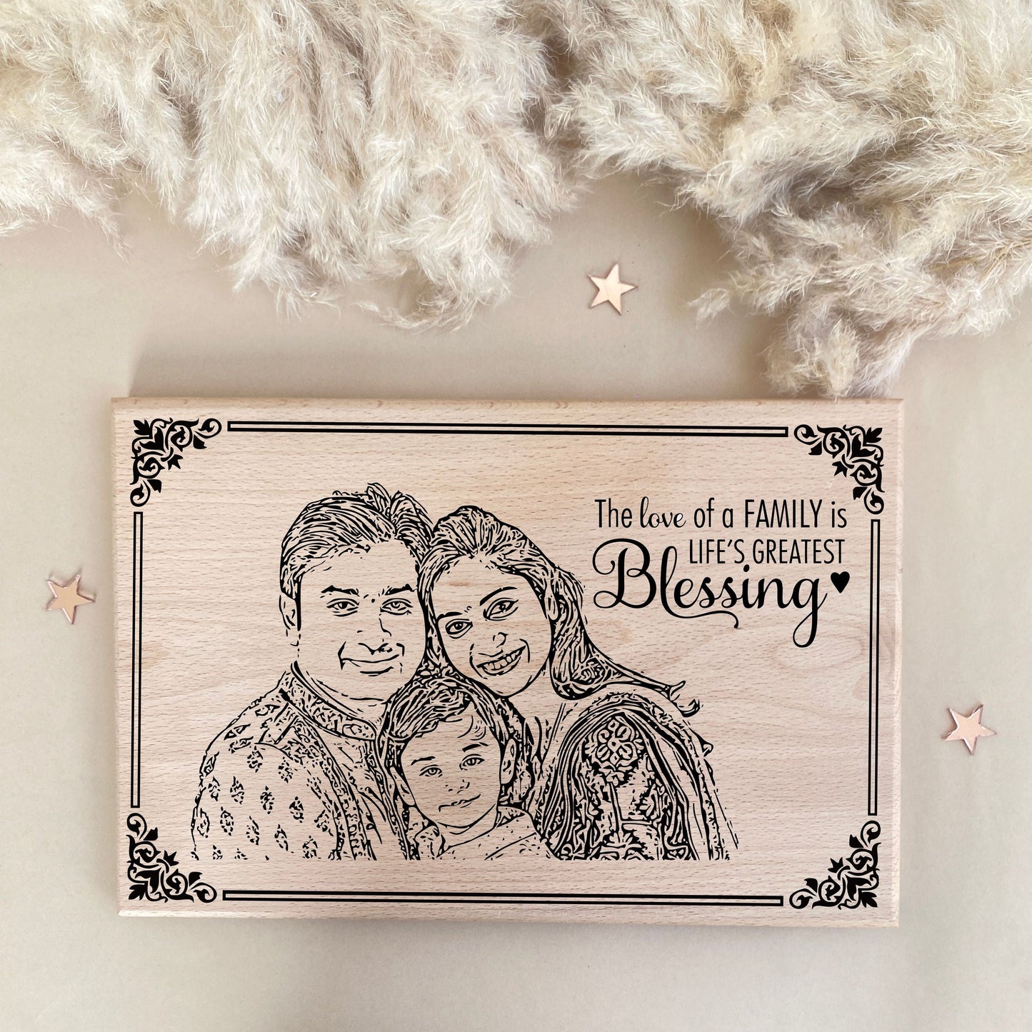 Engraved wooden portrait frame | design 6