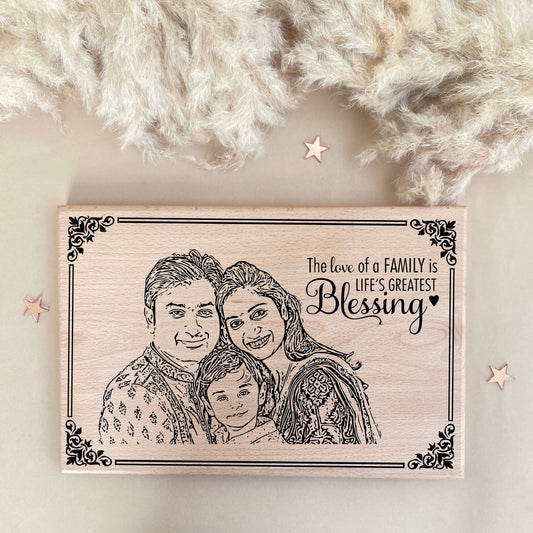 Engraved wooden portrait frame | design 6