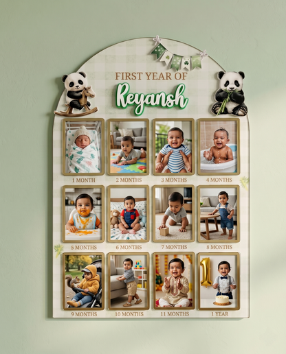 12 MONTH BABY ACRYLIC PHOTO BOARD | PANDA THEME