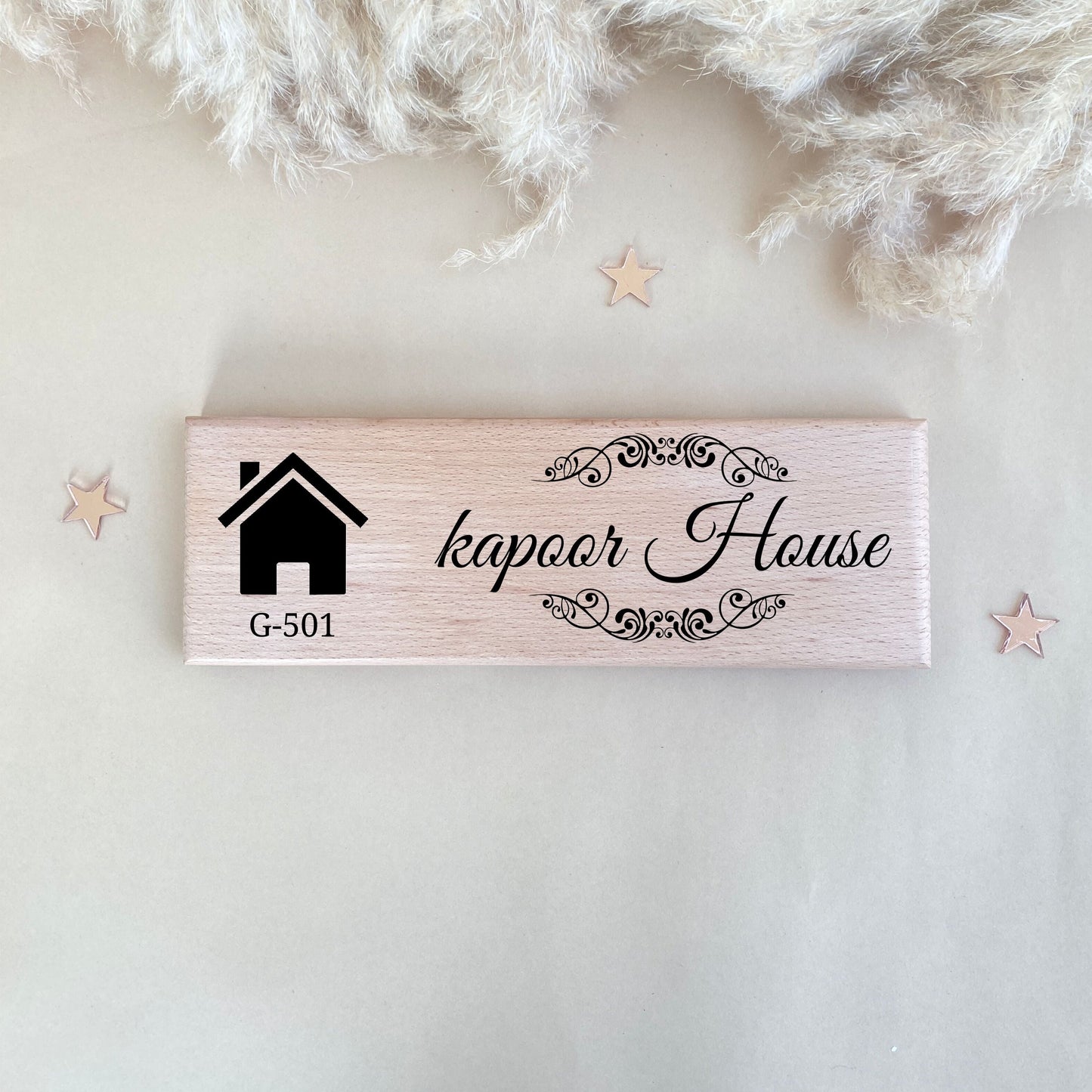 Engraved wooden name plate | design 2