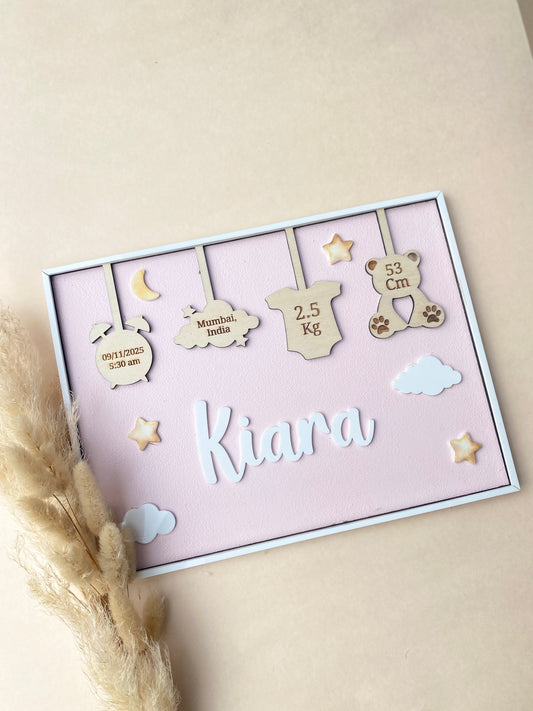 Birth Announcement Frame Sign | Pastel pink