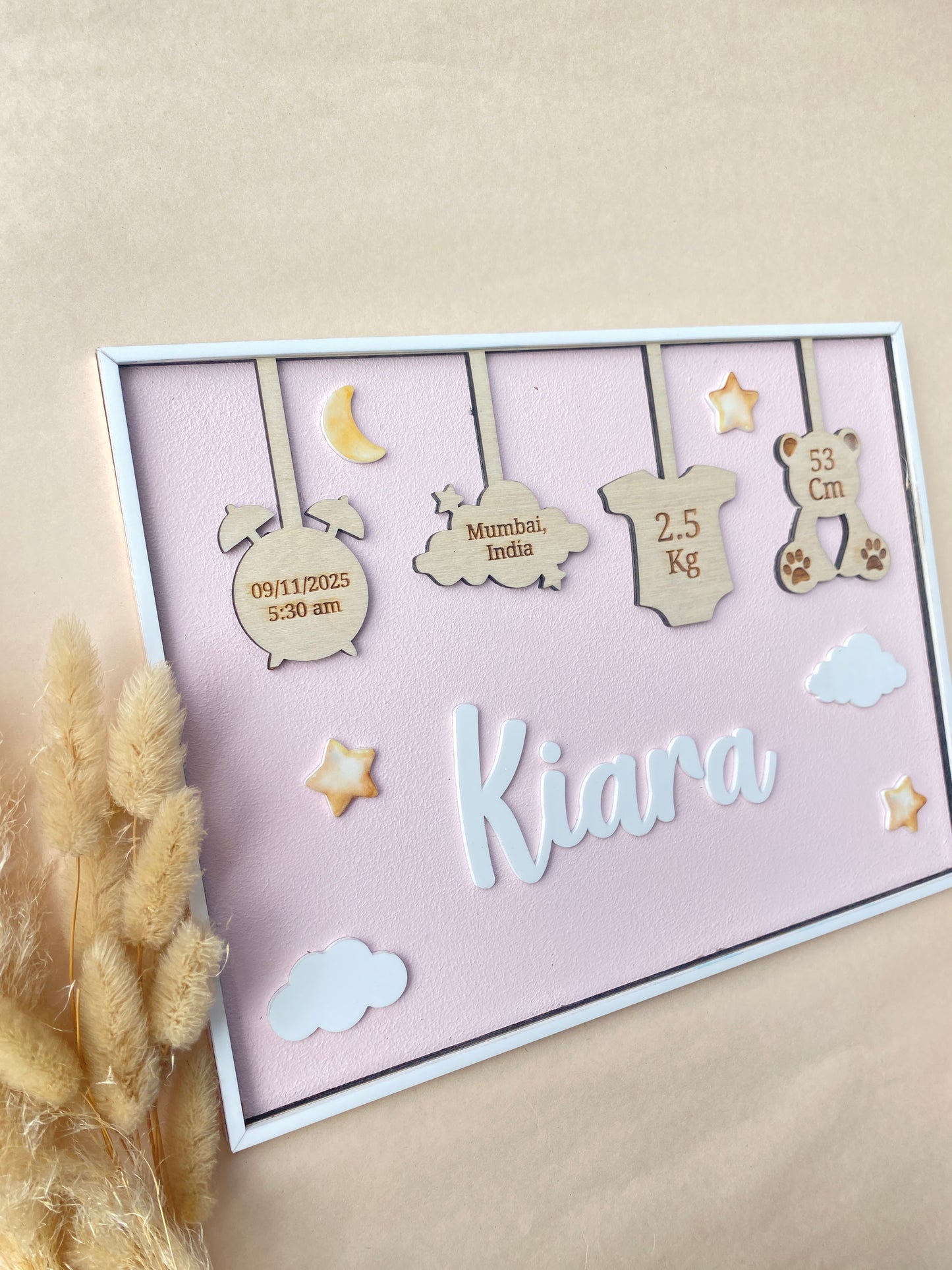Birth Announcement Frame Sign | Pastel pink