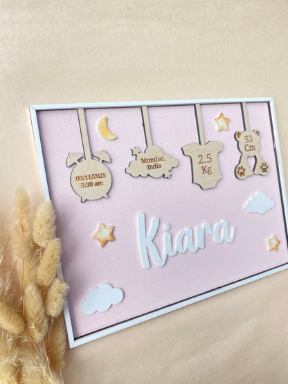 Birth Announcement Frame Sign | Pastel pink