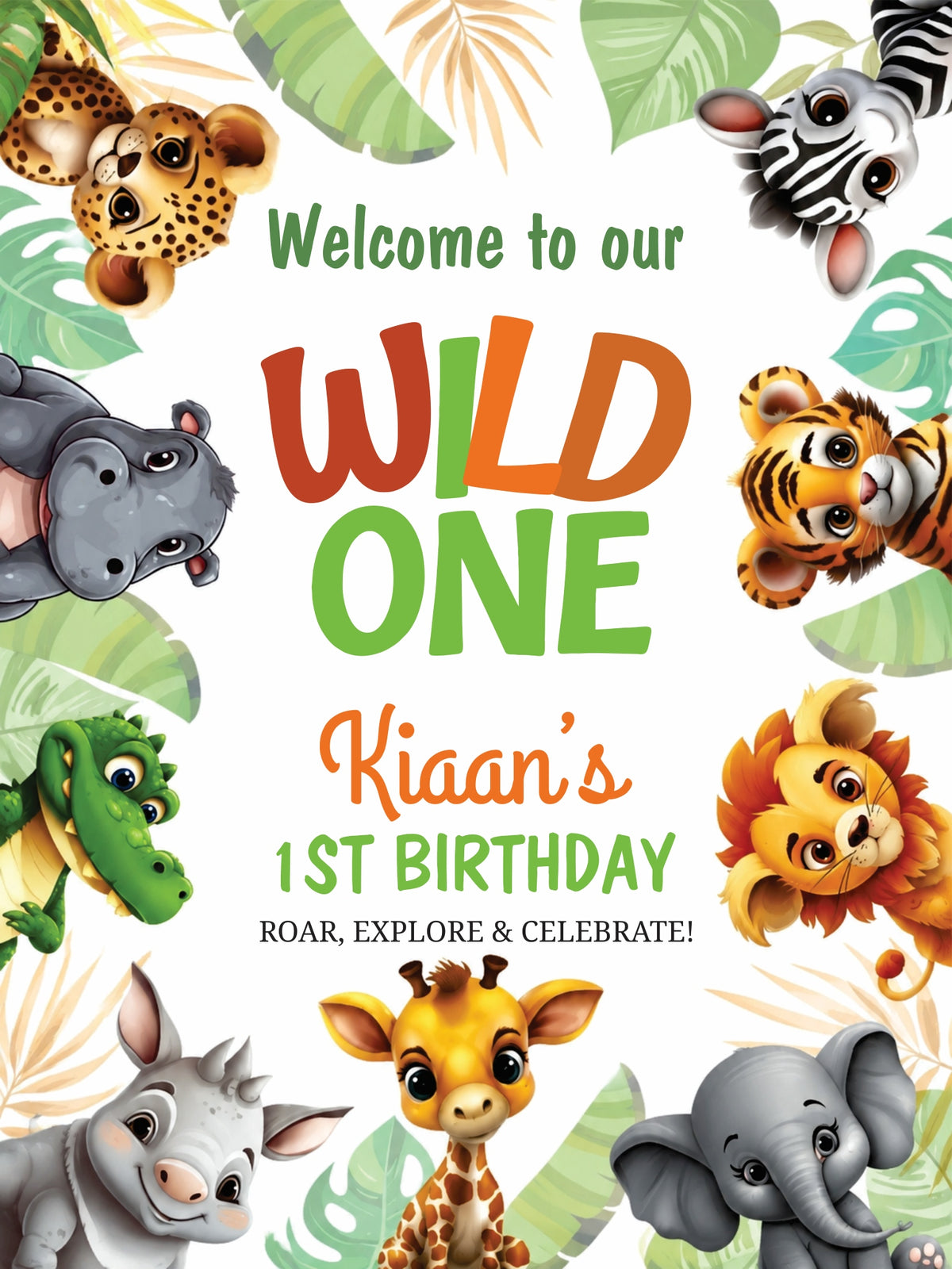 Birthday Welcome Board Jungle Wild One Theme 2