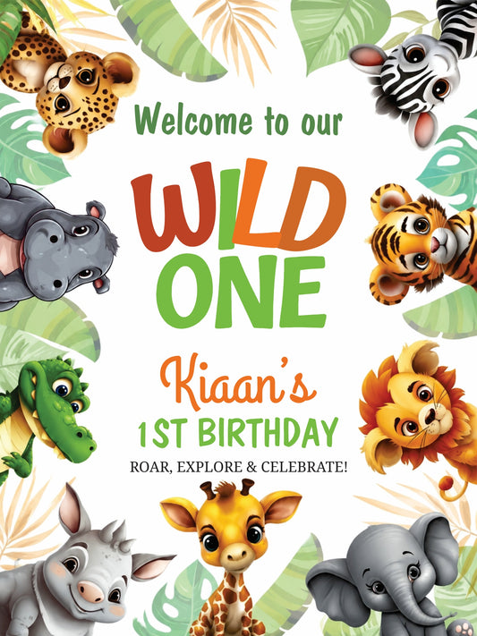 Birthday Welcome Board Jungle Wild One Theme 2