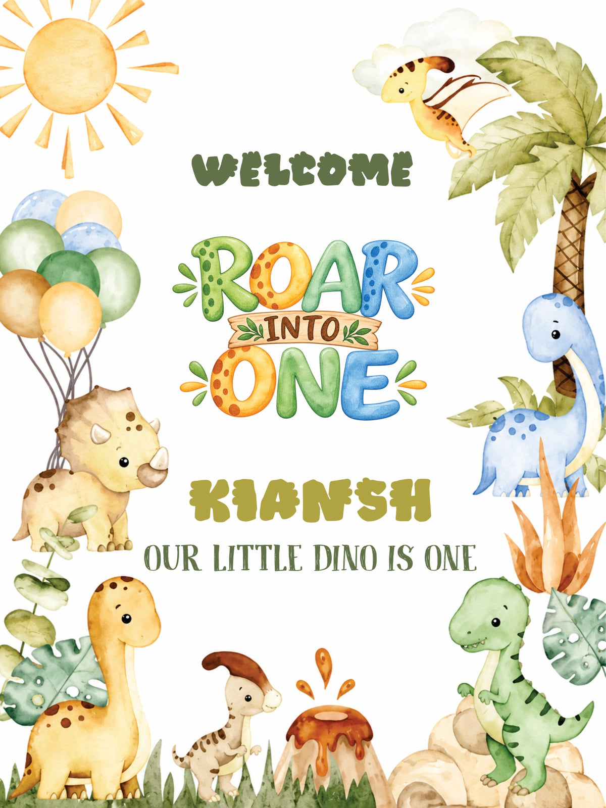 Birthday Welcome Board Dinosaur Theme