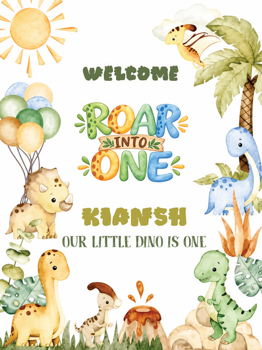 Birthday Welcome Board Dinosaur Theme