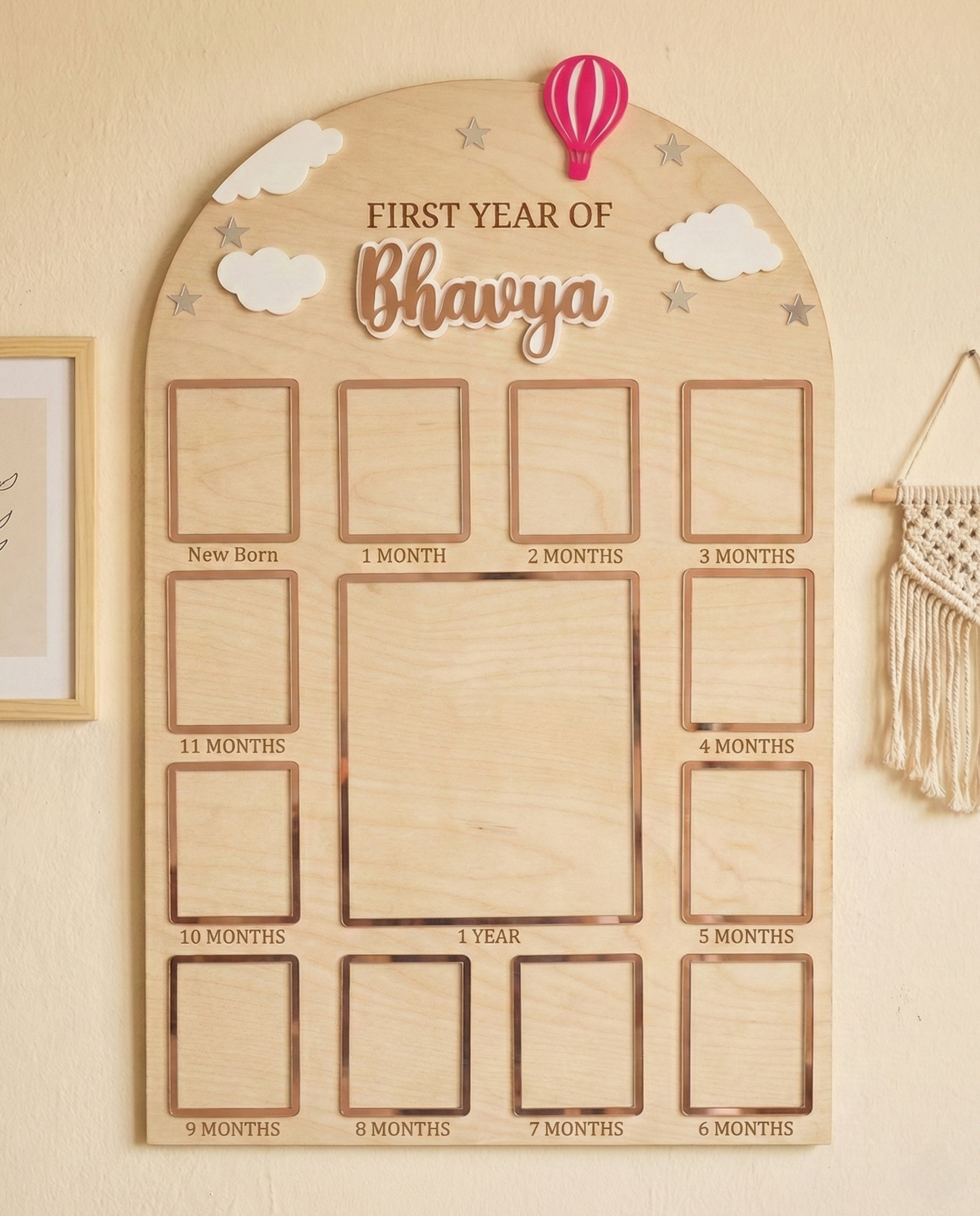 12 MONTH NEW BORN BABY PHOTO BOARD | BALLOON THEME | LARGE