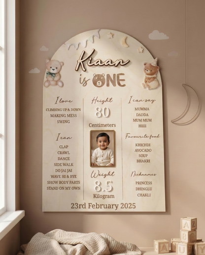 First Year Baby Milestone Board - Teddy theme