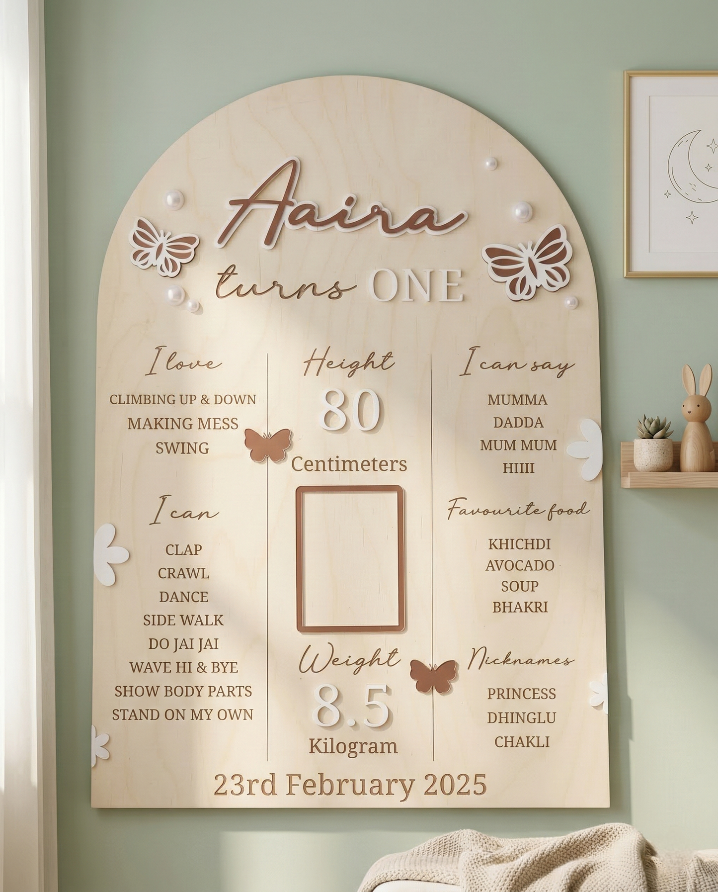 First Year Baby Milestone Board - Butterfly theme