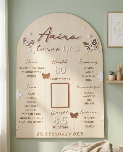 First Year Baby Milestone Board - Butterfly theme